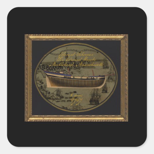 Sticker Carré American Colonial Schooner Sir Edward Hawke (Devant)