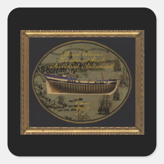 Sticker Carré American Colonial Schooner Sir Edward Hawke (Devant)