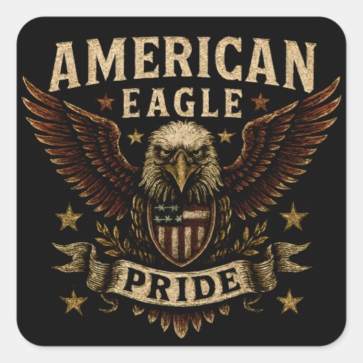 Sticker Carré American Eagle Pride – Bold USA Freedom (Devant)