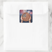 Sticker Carré American Flag Crust on a Cherry Pie (Sac)