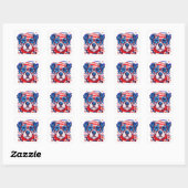 Sticker Carré American Flag Dog Head Art (Feuille)