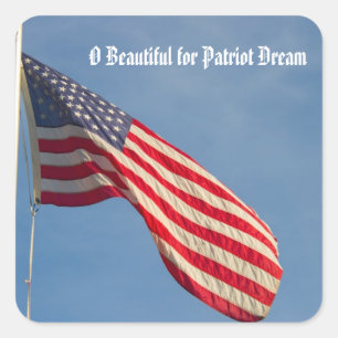 Sticker Carré American Flag Patriotic Blue Sky Personnalisez