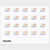 Sticker Carré American Flag Rainbow Lesbienne Gay pride (Feuille)