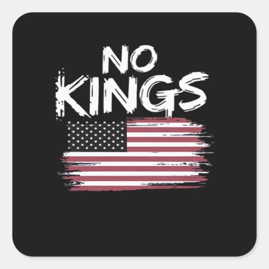 Sticker Carré American Flag Upside Down Distress No Kings Long F (Devant)
