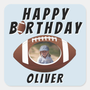 Sticker Carré American Football Ball Birthday Boy Photo
