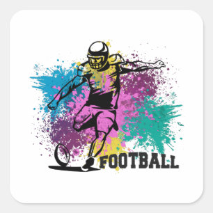 Sticker Carré American Football Grungy Couleurs Splashes