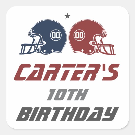 Sticker Carré American Football Navy Rouge, n'importe quel âge f (Devant)