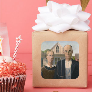Sticker Carré American Gothic : Vie rurale pauvre paysan
