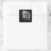 Sticker Carré American Motorcycle Skull Native Indian Eagle Chie (Sac)