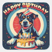 Sticker Carré American Staffordshire Chien coloré (Devant)