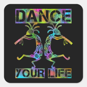 Sticker Carré Amérindiens Kokopelli - Dansez votre vie 2