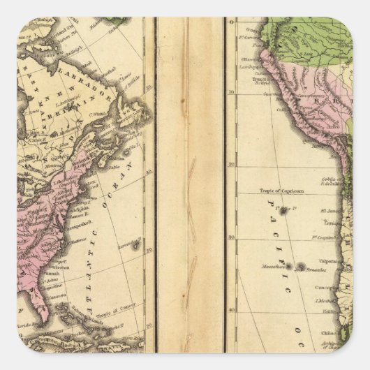 Sticker Carré Amérique du Nord et du Sud (Devant)