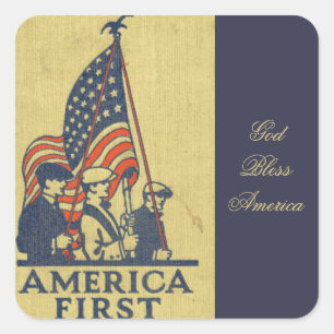 Sticker Carré Amérique, premiers patriotes Drapeau américain, te