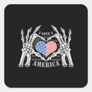 Sticker Carré Amérique Skeleton Skin Main Arche Couche modifiabl
