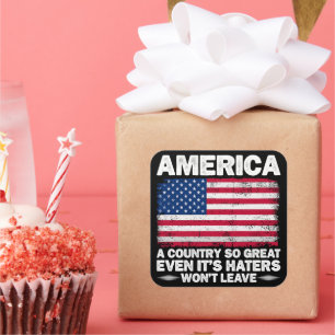 Sticker Carré Amérique Un Pays Si Grand Drapeau Américain Père R