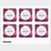 Sticker Carré Améthyste Violet Et Bougie D'Agate Abstraite Or (Feuille)