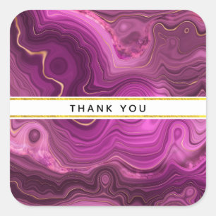 Sticker Carré Améthyste Violet Et Merci D'Agate Abstrait Or