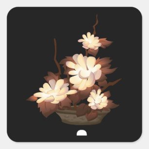 Sticker Carré Ameublement chatoyant table lampe de table fleur