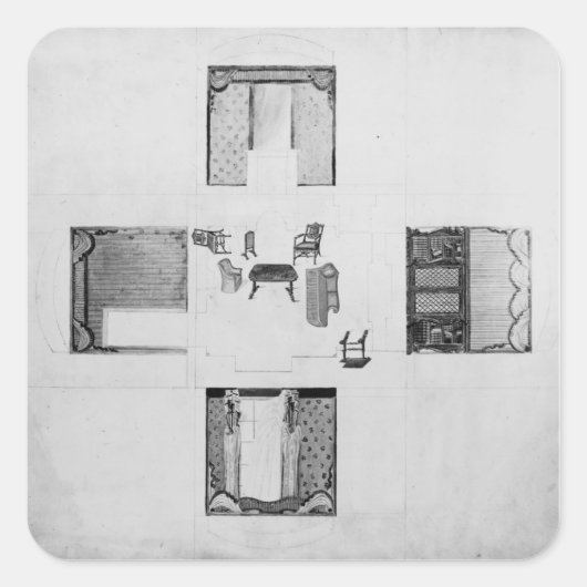 Sticker Carré Ameublement pour un petit salon (Devant)