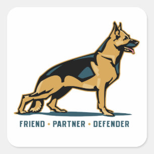 Sticker Carré Ami berger allemand