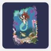 Sticker Carré Amis de l'Imaginaire bleu Sirène (Devant)