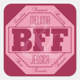 Sticker Carré Amitié de BFF - noms faits sur commande -