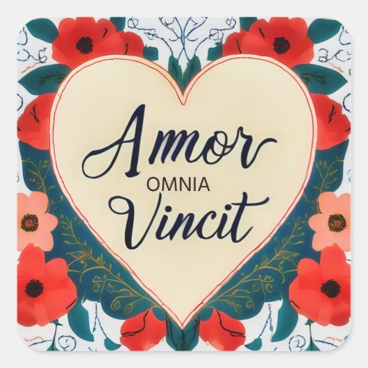 Sticker Carré Amor Omnia Vincit - citation (Devant)
