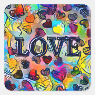 Sticker Carré Amour   Abstrait coloré