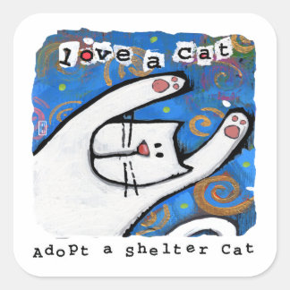 Sticker Carré Amour, Adoptez des chats de protection