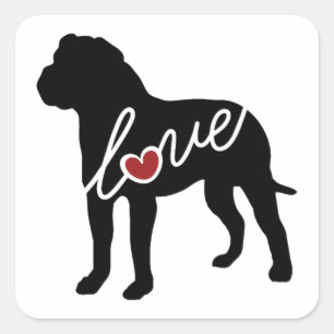 Sticker Carré Amour américain de bouledogue (despote)