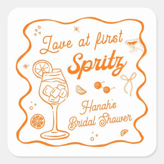 Sticker Carré Amour au premier spritz fête de mariage (Devant)