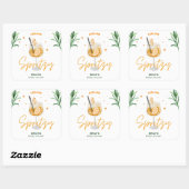 Sticker Carré Amour au premier Spritz Réception de mariage aquar (Feuille)