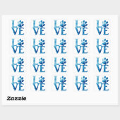 Sticker Carré Amour Classique Bleu Clair (Feuille)