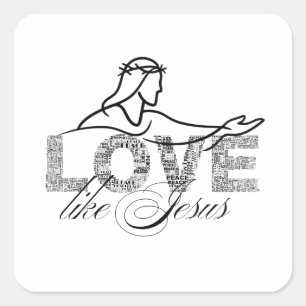 Sticker Carré Amour Comme Jésus Conception de Typographie Chréti
