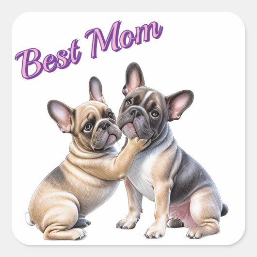 Sticker Carré Amour de Bouledogue français  (Devant)