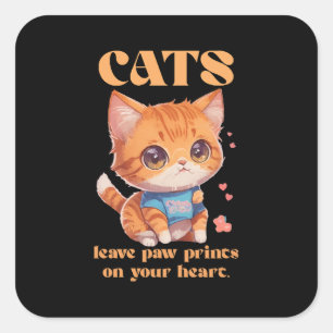 Sticker Carré amour de chat mignon