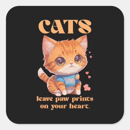 Sticker Carré amour de chat mignon (Devant)