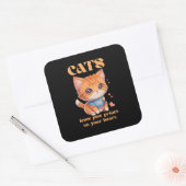 Sticker Carré amour de chat mignon (Enveloppe)