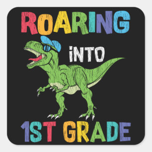 Sticker Carré Amour de dinosaure en première année Cadeau pour e