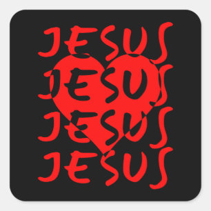Sticker Carré Amour de Jésus Cœur Foi Chrétienne Jean 3:16
