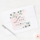 Sticker Carré Amour de l'anémone à fleurs pour le mariage  (Enveloppe)