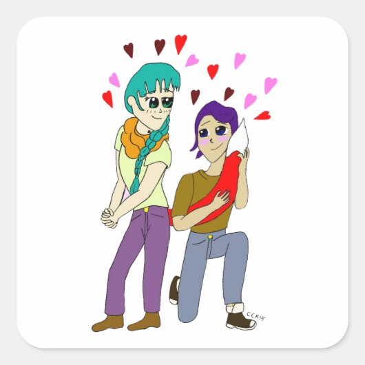 Sticker Carré amour de queue (Devant)