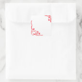 Sticker Carré amour des coeurs de ruban rouge (Sac)