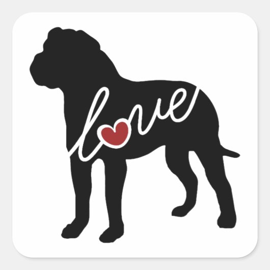 Sticker Carré Amour du Bulldog américain (Devant)