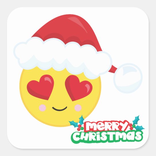 Sticker Carre Amour Emoji De Joyeux Noel Zazzle Be