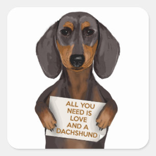 Sticker Carré Amour et Dachshund