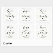 Sticker Carré Amour et Merci | Mariage noir et blanc (Feuille)