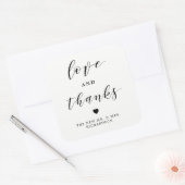 Sticker Carré Amour et Merci | Mariage noir et blanc (Enveloppe)