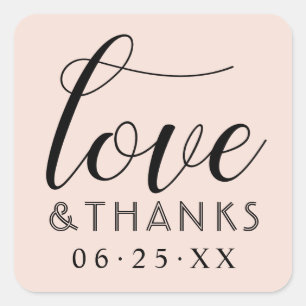Sticker Carré Amour et Merci Modern Blush et Mariage noir