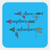 Sticker Carré Amour Explore Aventure Arrow Tribal Boho Design (Devant)
